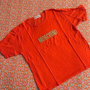 Moschino Vibrant Orange Tee with Gold Stitched Logo